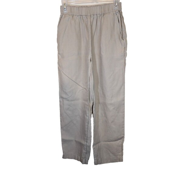 Quince Women Pant 100% European Linen Color Flax Pull On Elastic Waist Size XS - Picture 2 of 12
